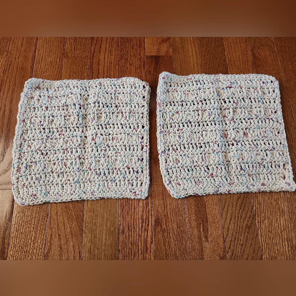 Crochet Shower Pouf and Bobble Washcloth Set